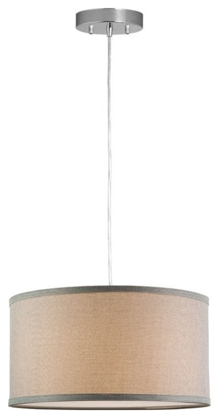 Messina 1-Light Drum Pendant Lamp With Chrome Canopy, Heather Gray