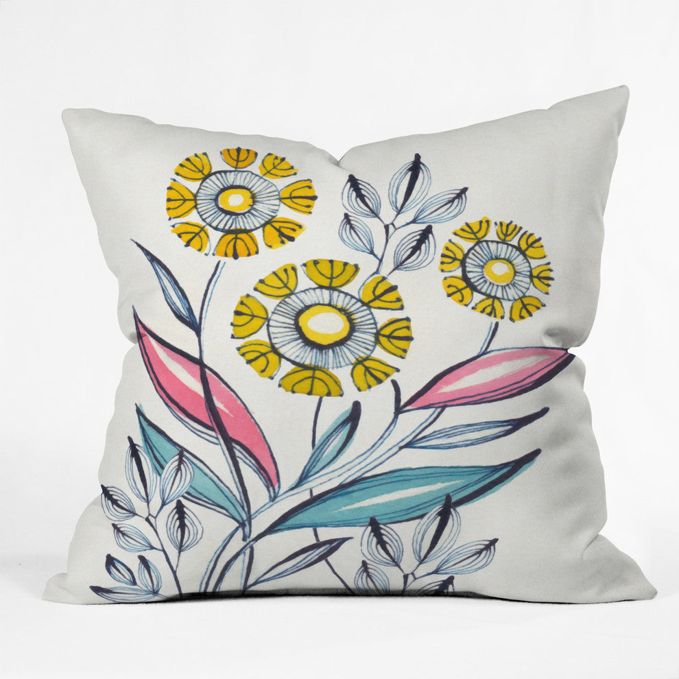 Deny Designs Cori Dantini Modern Corn Flowers Outdoor Throw Pillow