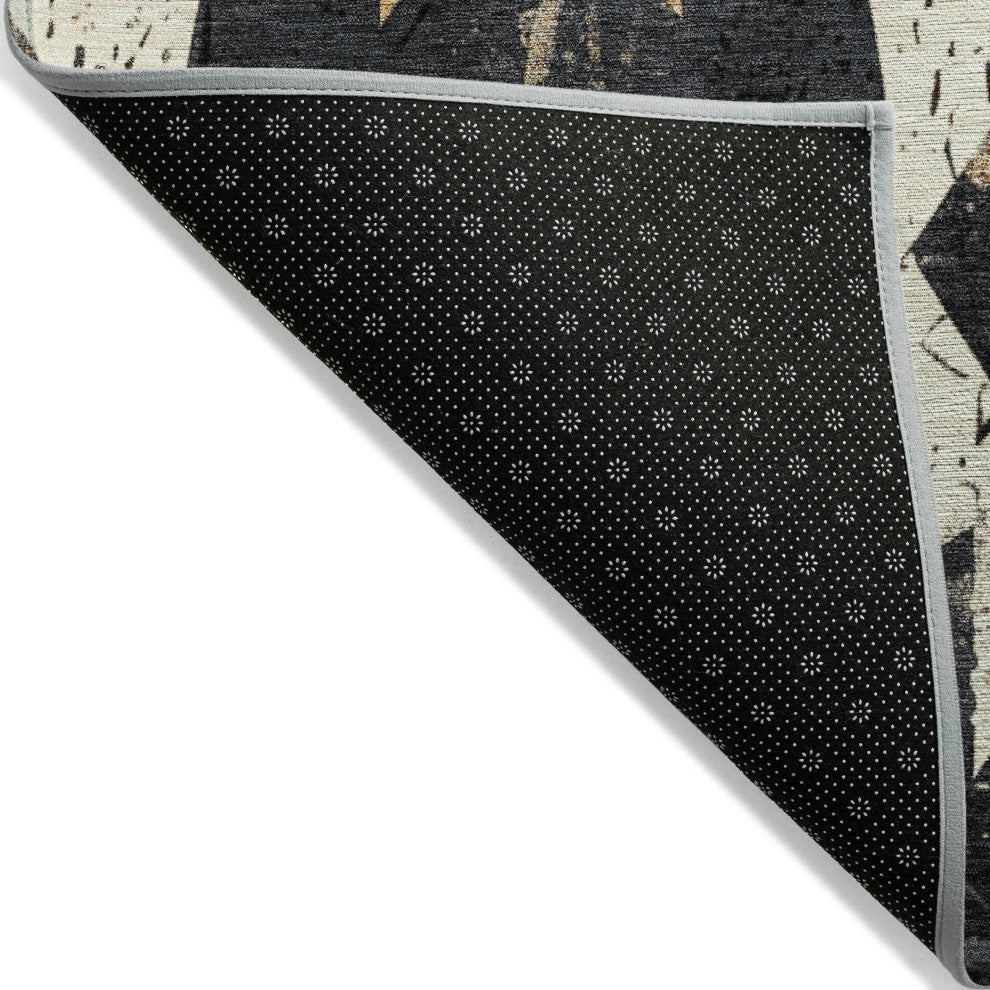 Machine Washable Indoor/Outdoor Chantille ACN1879 Black 5' x 7'6" Rug