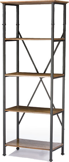 Lancashire Brown Wood and Metal Bookcase