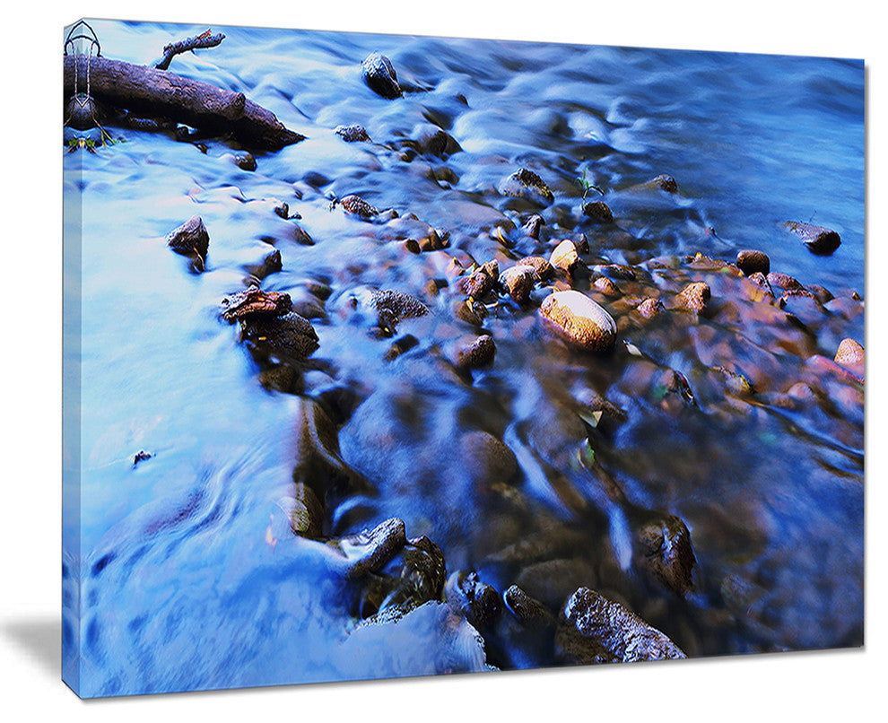 "Rock Blue River Panorama" Oversized Beach Canvas Artwork, 20"x12"