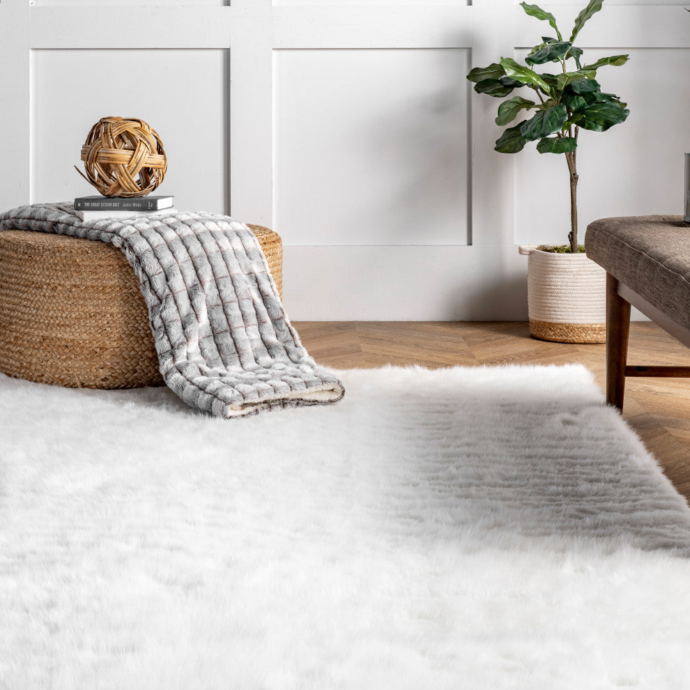Nuloom Drummond Shag Area Rug, Ivory 5'x7'