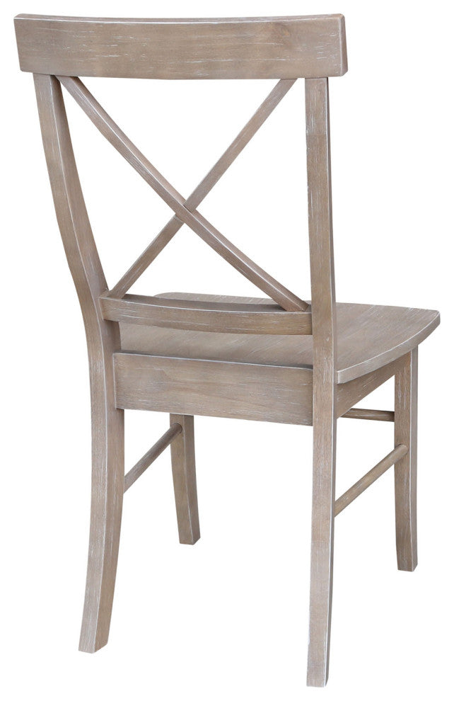 Set of Two X-Back Chairs, Washed Gray Taupe