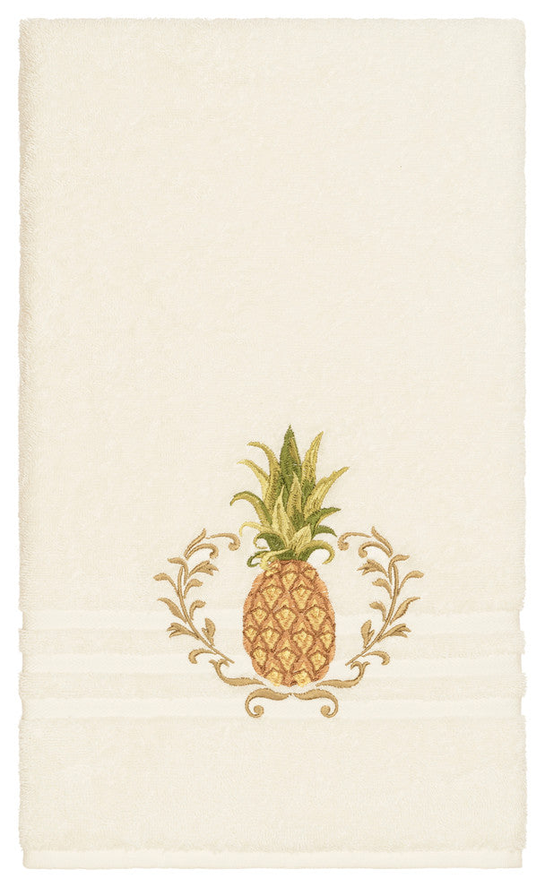 Linum Home Textiles Welcome Embellished, Cream, Bath Towel, 4-Piece Set