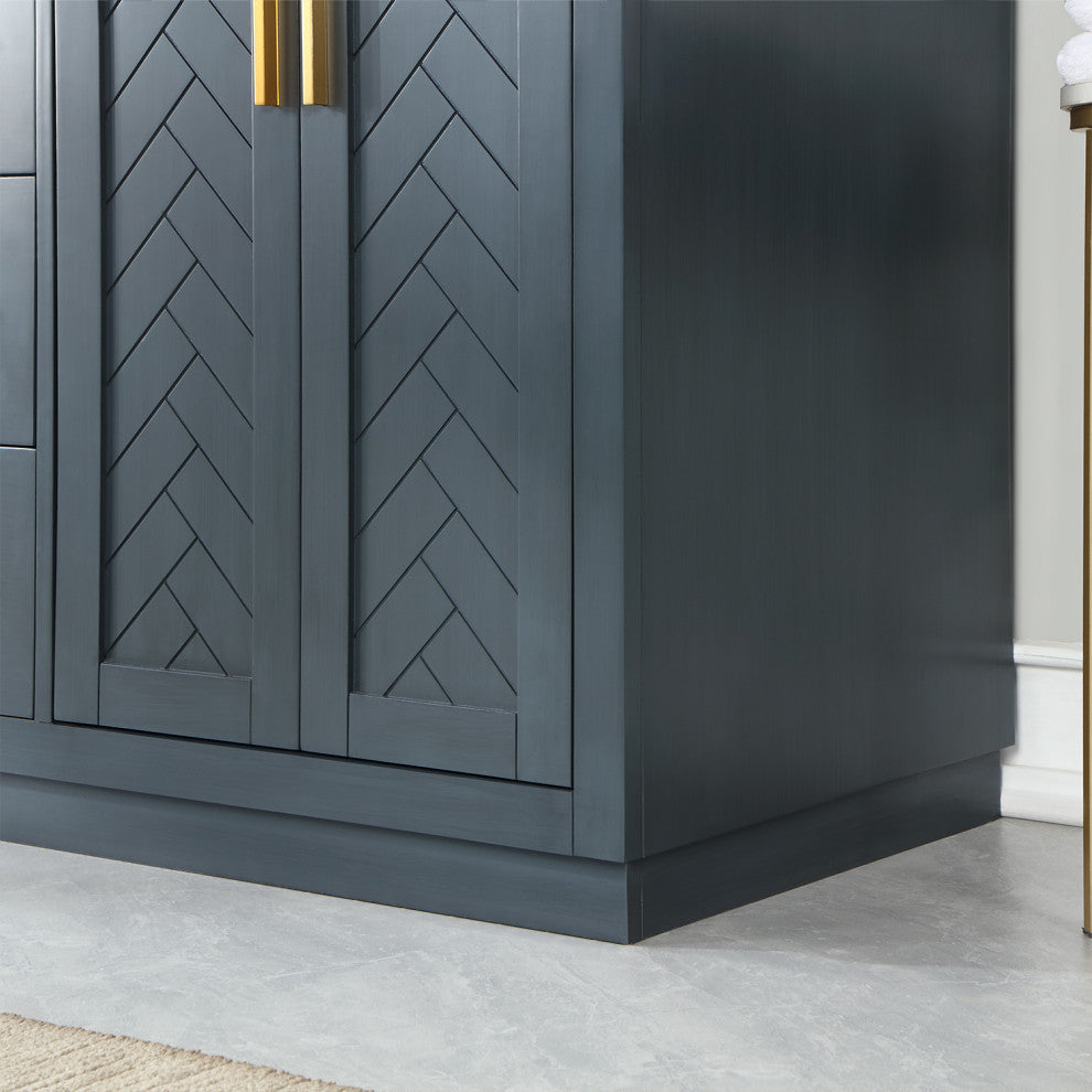 Gazsi Charcoal Blue Bathroom Vanity Set, 60", With Mirror