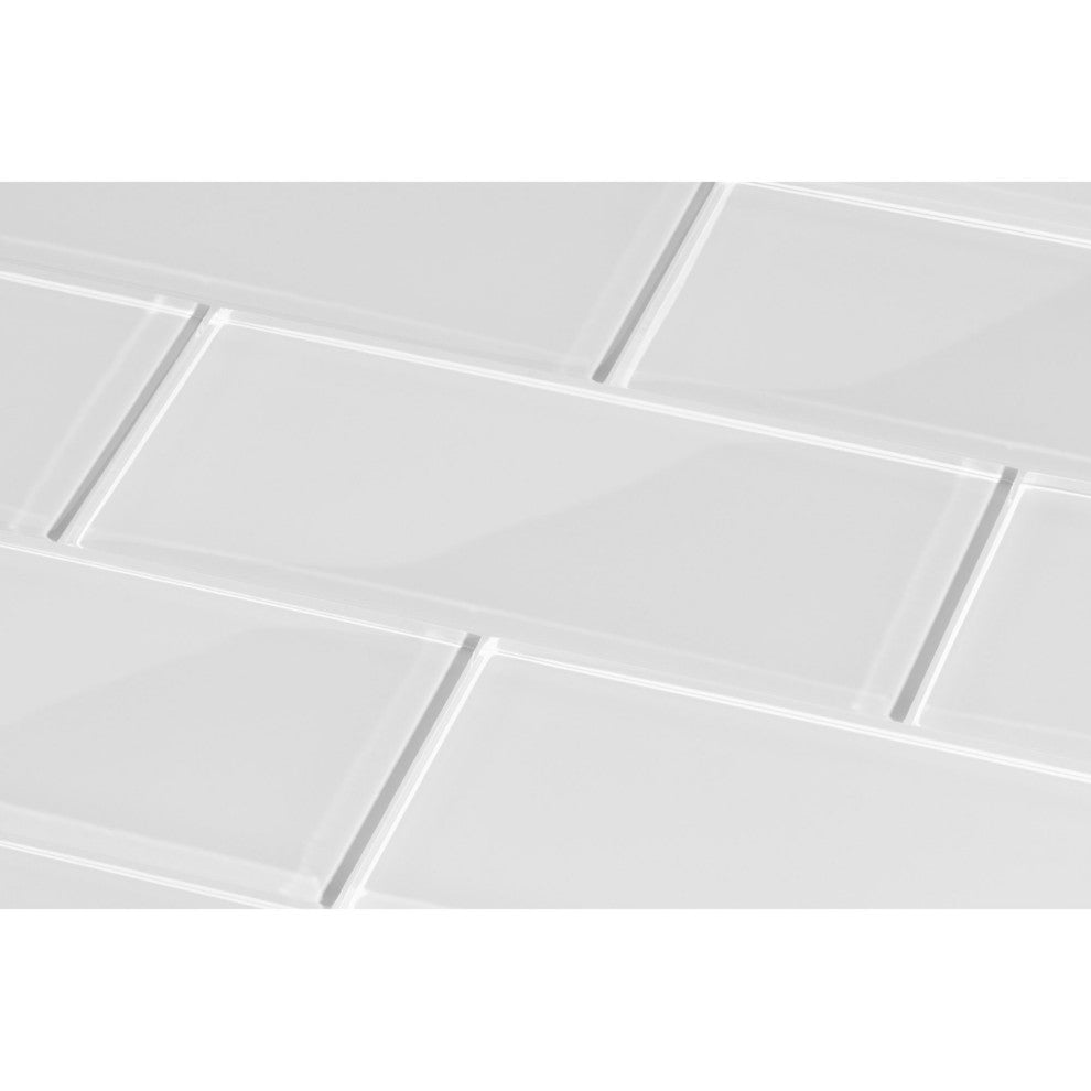 4"x12" Glass Subway Collection, Bright White