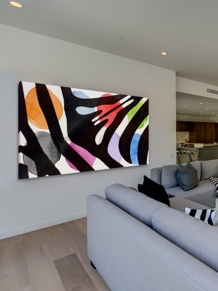 "Rainbow Zebra I" Painting Print on Canvas by Irena Orlov