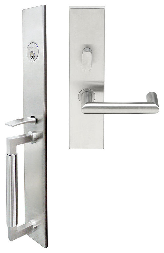 Stuttgart Lever, Mortise Entry Handleset, Left Hand, Satin Stainless Steel