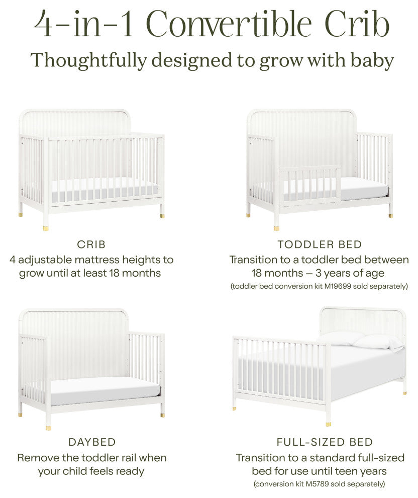 Brimsley Tambour 4-in-1 Convertible Crib, Warm White