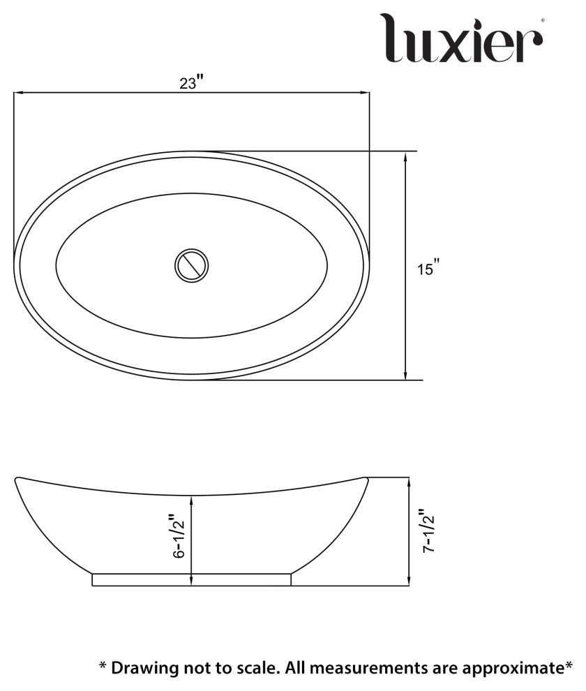 Luxier CS-004 Oval Bathroom Ceramic Vessel Sink Art Basin, White