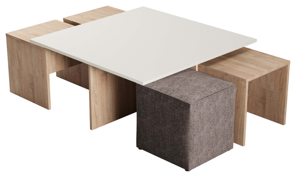 Manhattan Comfort Haley Coffee Table and Ottoman Set