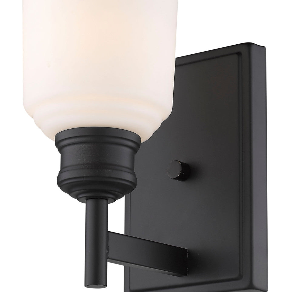 Millennium Lighting Burbank Wall Sconce, Matte Black, Etched White