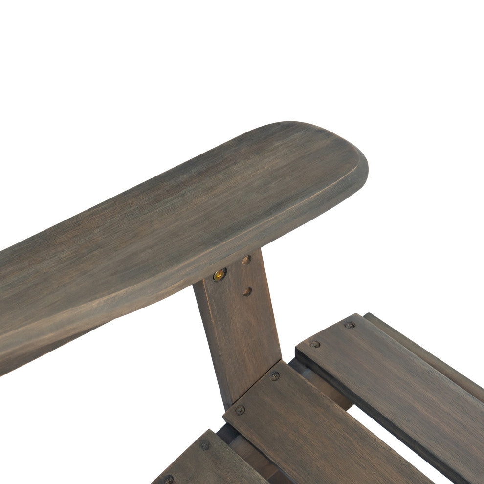 GDF Studio Milan Outdoor Folding Wood Adirondack Chair, Gray
