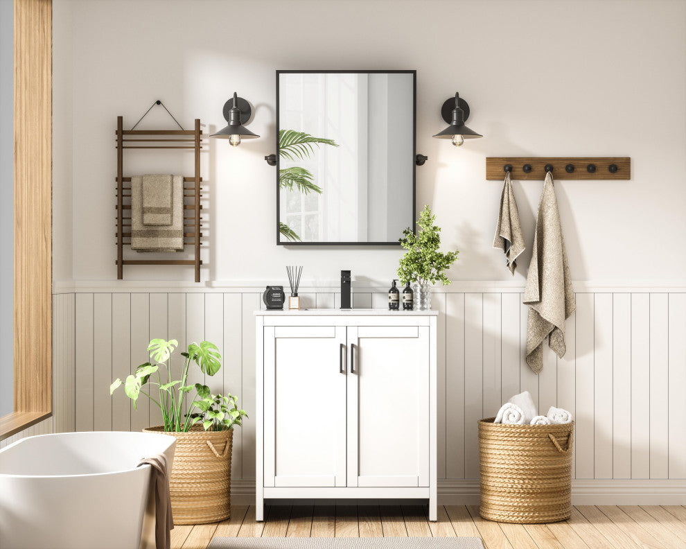 Home Living 30" Single Bathroom Vanity, White