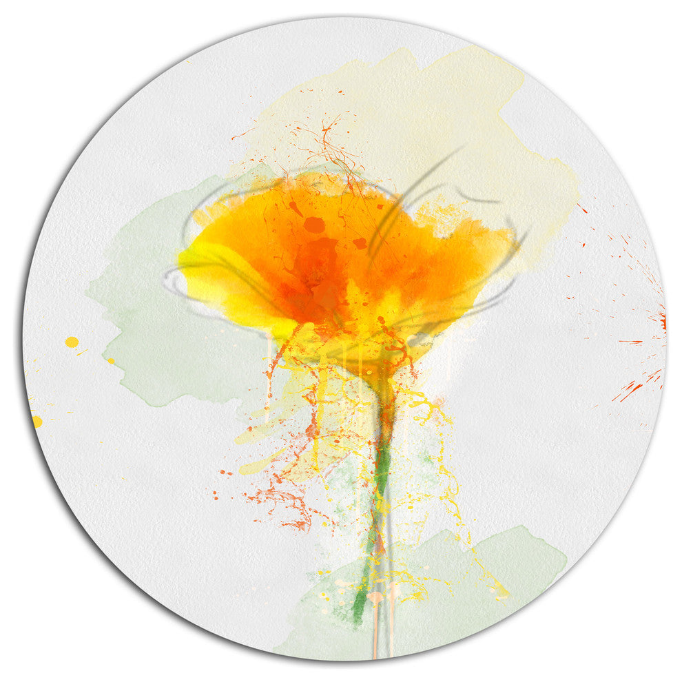 Yellow Flower Sketch Watercolor, Modern Floral Round Wall Art, 36"