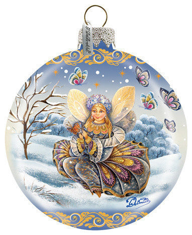 Hand Painted Scenic Glass Ornament Fairy Girl Ball