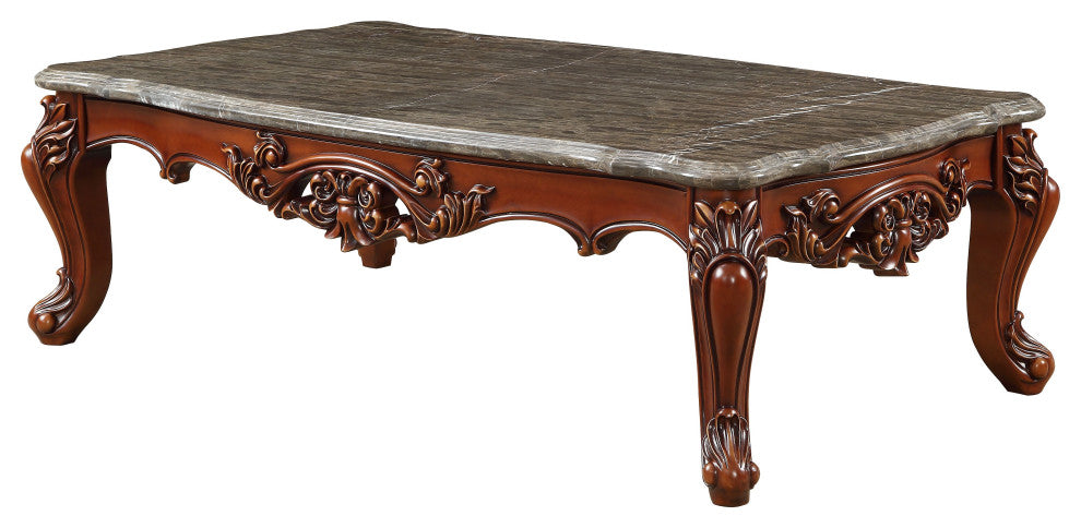 ACME Eustoma Coffee Table, Marble and Walnut