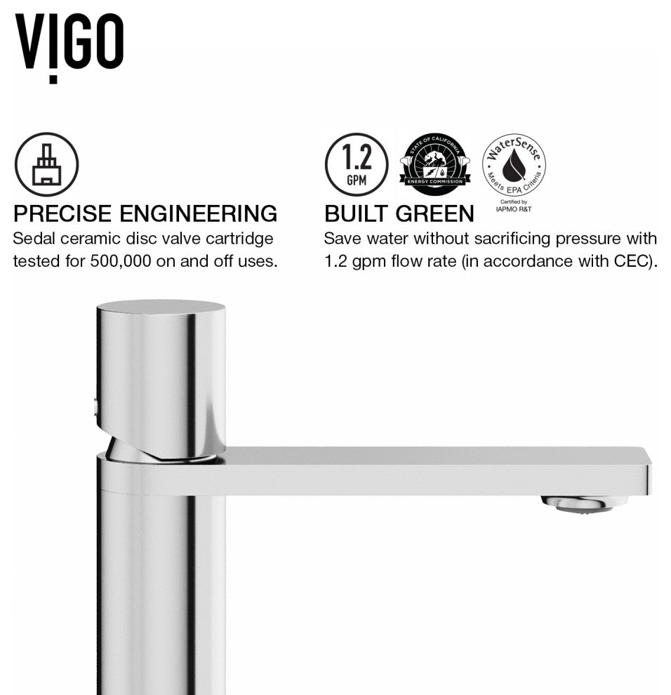 VIGO Gotham 12" H Single Handle Single Hole Bathroom Vessel Faucet, Chrome