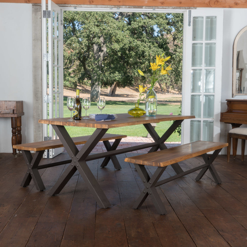 GDF Studio Jasper Teak Finish Acacia Wood Dining Set