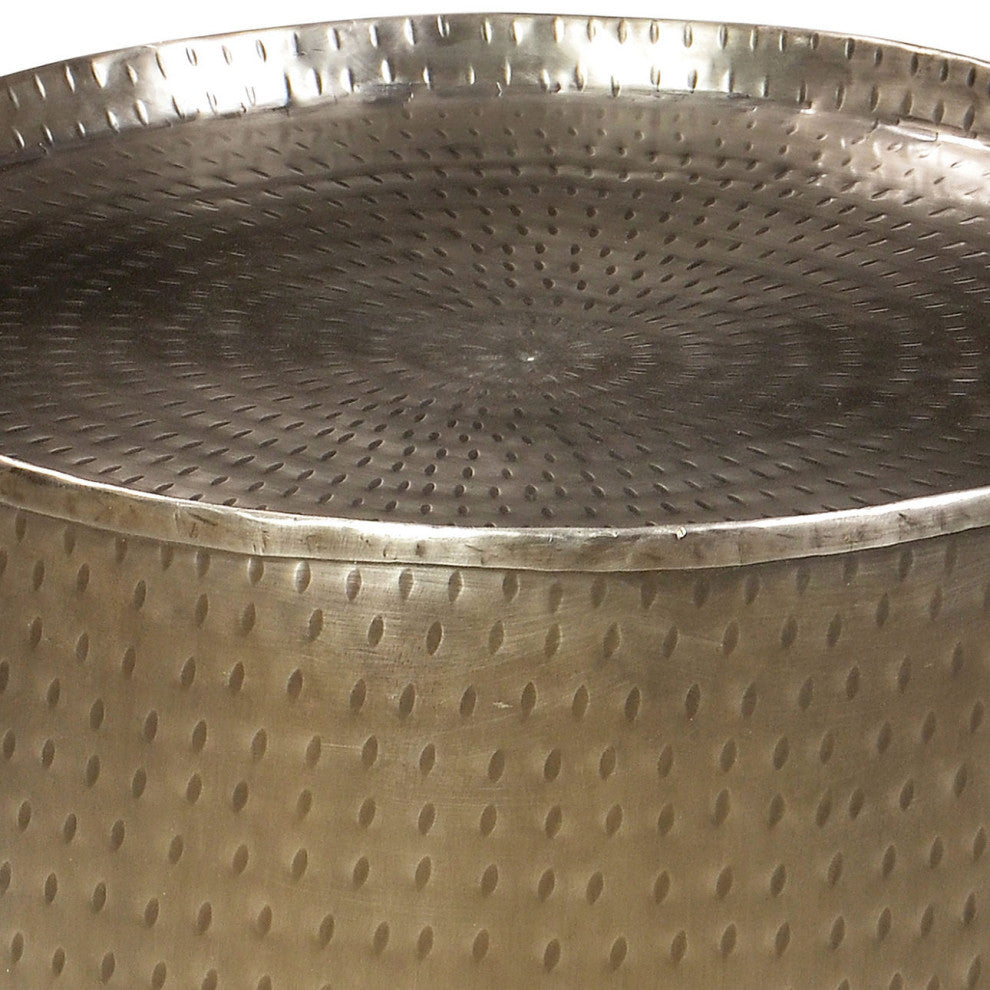 Brass Hammered Round Side Table