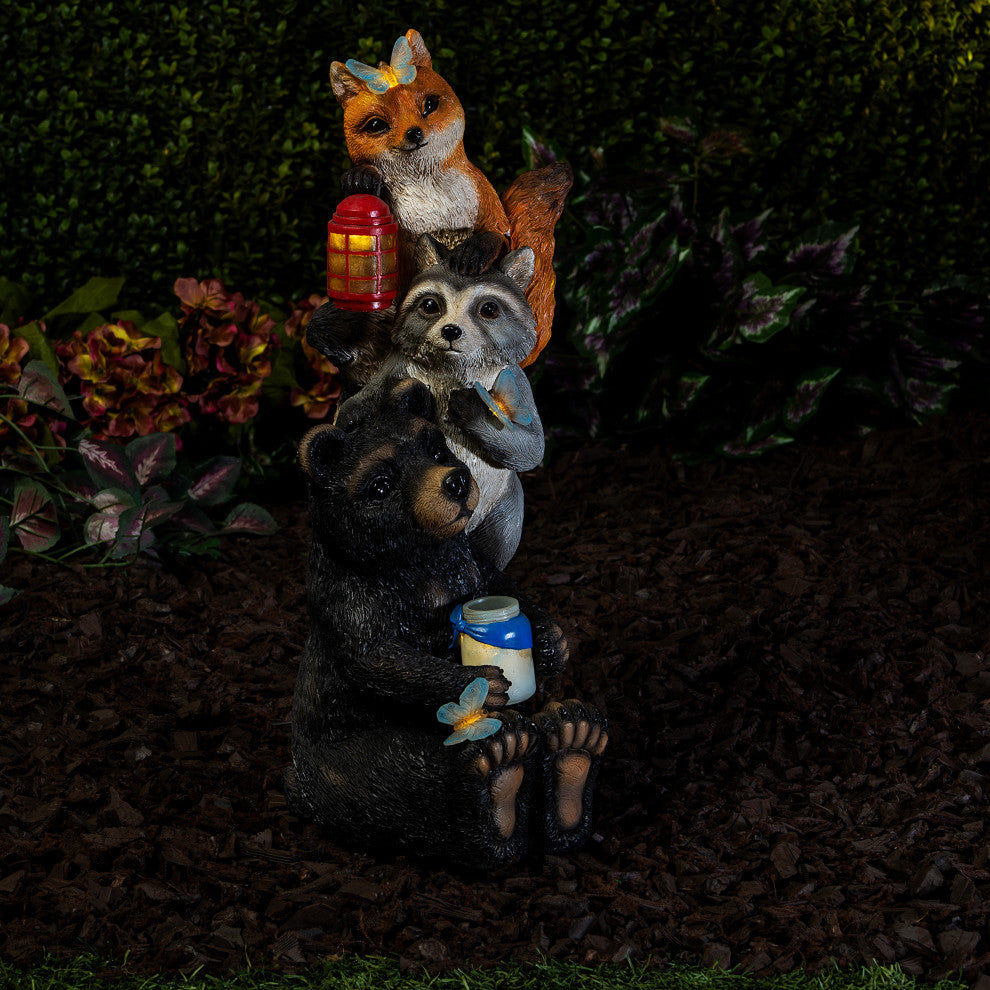 Solar Nature Pals Statue with Butterflies and LED Lights