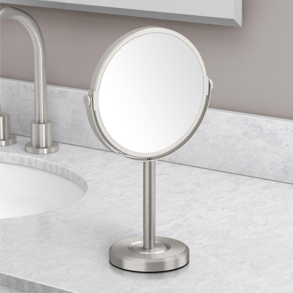 Latitude II Table Vanity Mirror, Satin Nickel