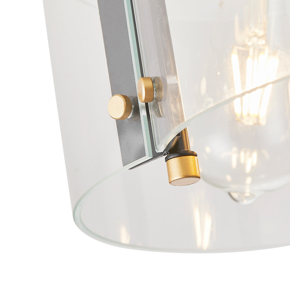 Modern 3-Light Black Semi Flush Mount Ceiling Light with Glass Shade