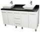 Windbay 60" Free Standing Double Vanity, White, Black Stone Thick Countertop
