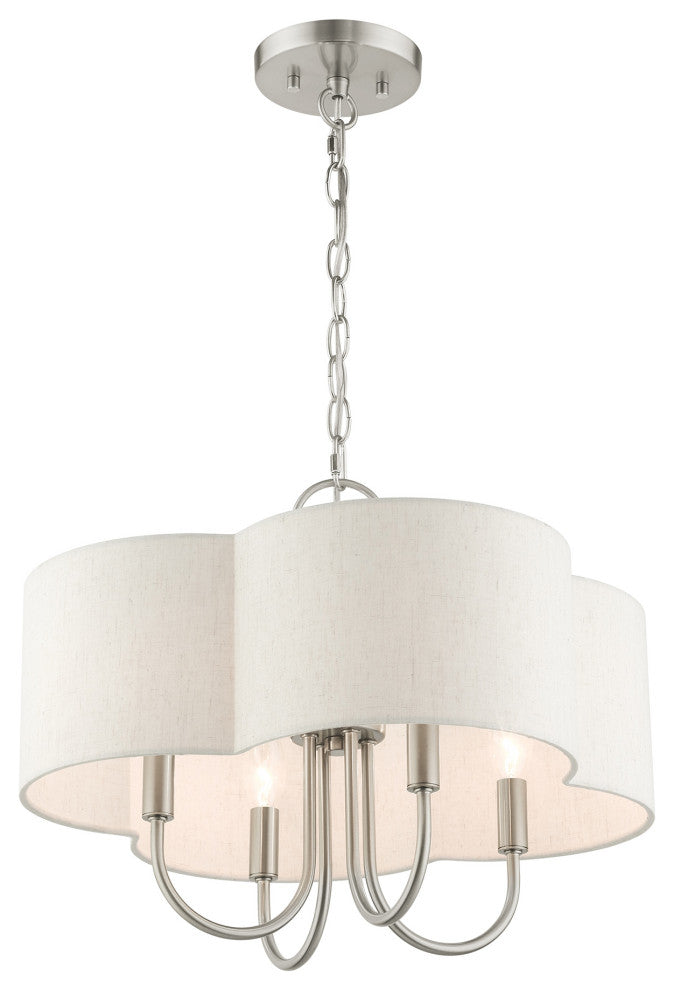Brushed Nickel French Country, Floral, Transitional, Chandelier