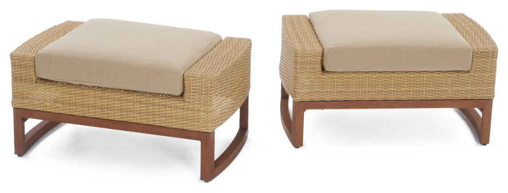 Milea 5 Piece Sunbrella Outdoor Patio Club Chair and Ottoman Set, Maxim Beige