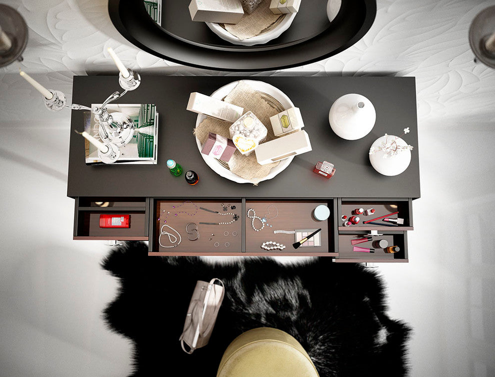 T16 Bedroom Make-up Vanity 55", Black and Brown, Matte Finish