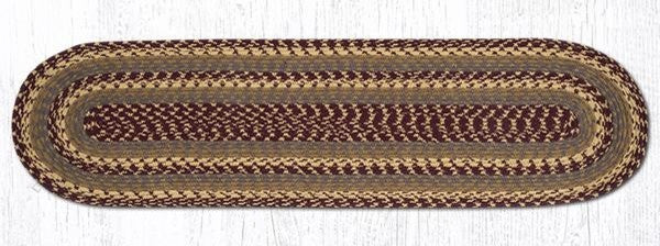 Burgundy/Gray/Mustard Oval Table Runner 13"x48"