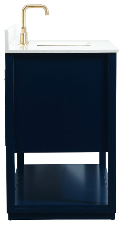 48" Single Bathroom Vanity, Blue, With Backsplash