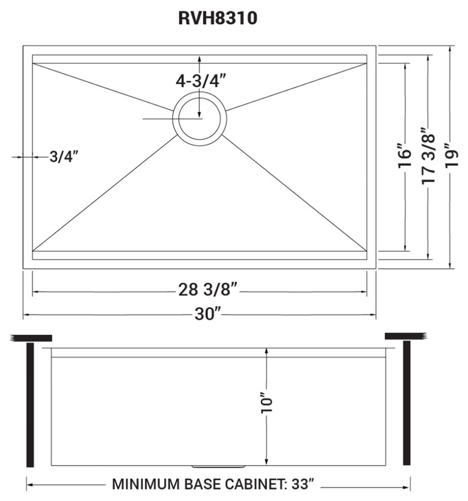Ruvati 30" Workstation Undermount Stainless Steel Kitchen Sink, RVH8310