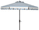 Outdoor Maui Striped 9' Crank Push Button Tilt Umbrella Baby Blue / White