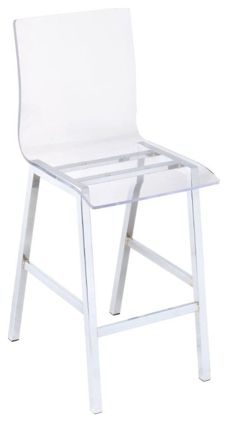 Acme Nadie Counter Height Chair Set of 2 Clear Acrylic and Chrome