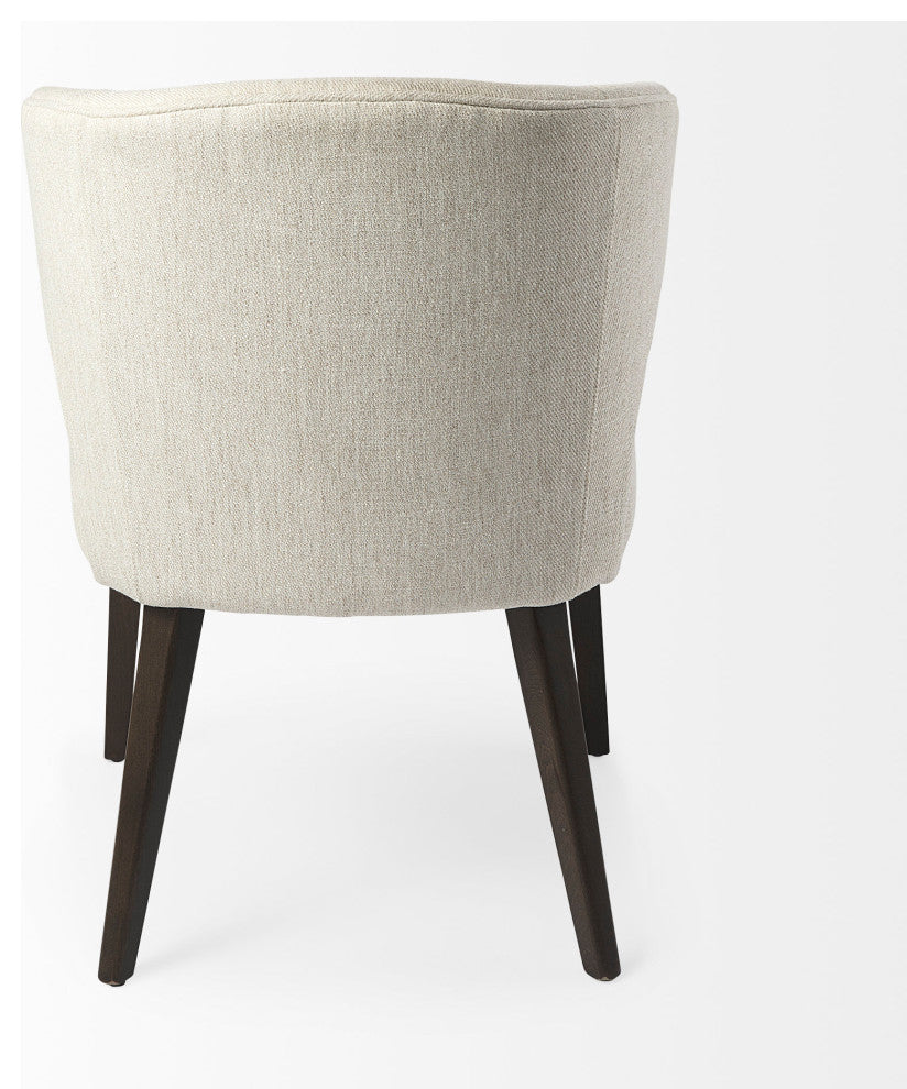 Niles Cream Fabric Seat With Dark Brown Solid Wood Frame Wingback Dining Chair