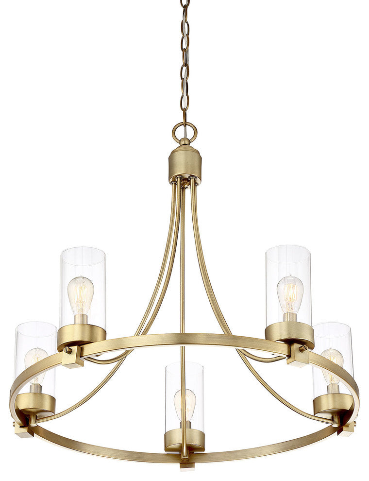 5-Light Chandelier, Natural Brass