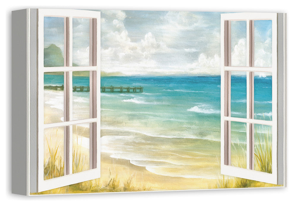Open Windows to Beach Paradise 16x24 Canvas Wall Art