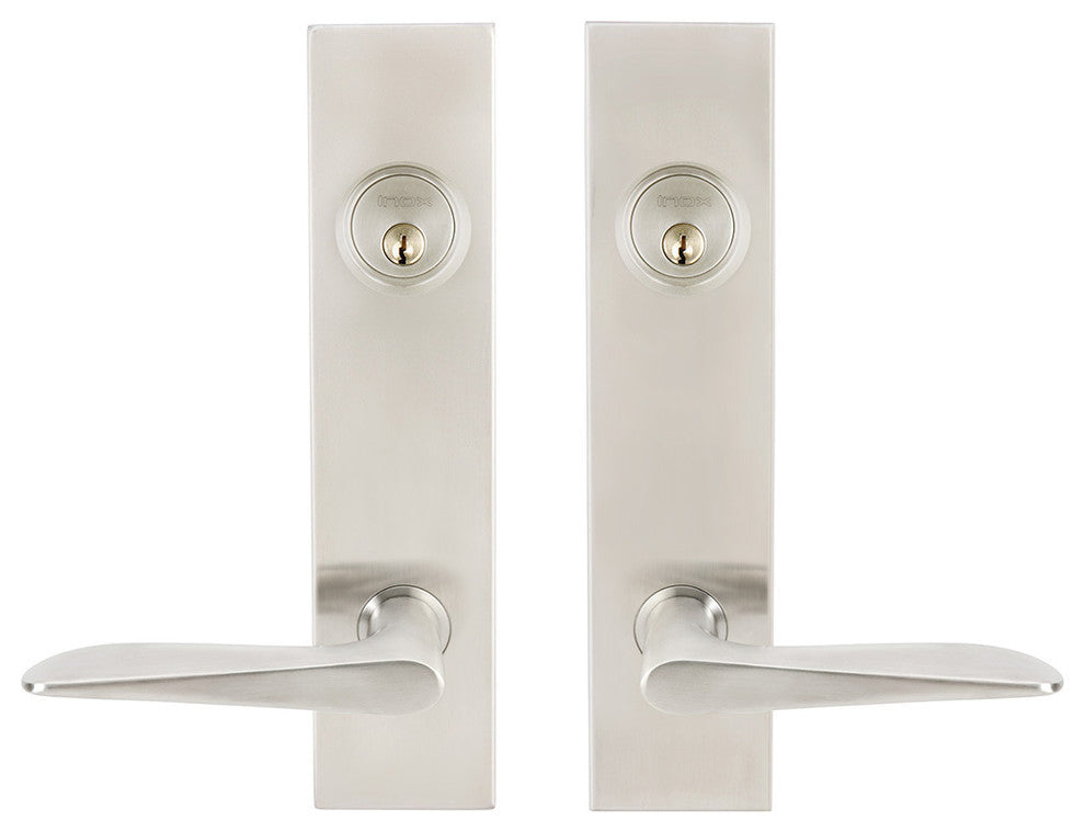 Ecco Lever, Tubular Entry, Double Cylinder, Satin Stainless Steel