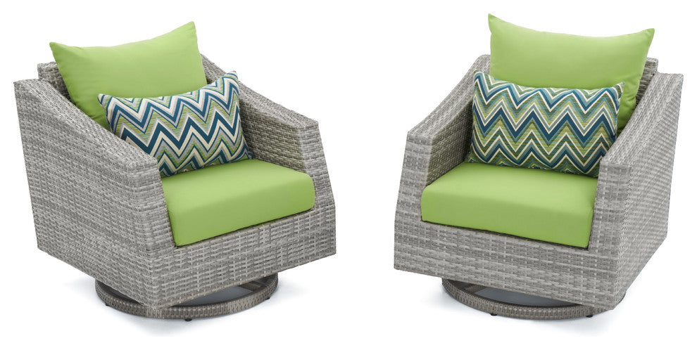 Cannes 2 Piece Aluminum Outdoor Patio Motion Club Chairs, Ginkgo Green