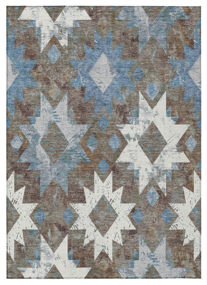 Machine Washable Indoor/Outdoor Chantille ACN1879 Brown 10' x 14' Rug