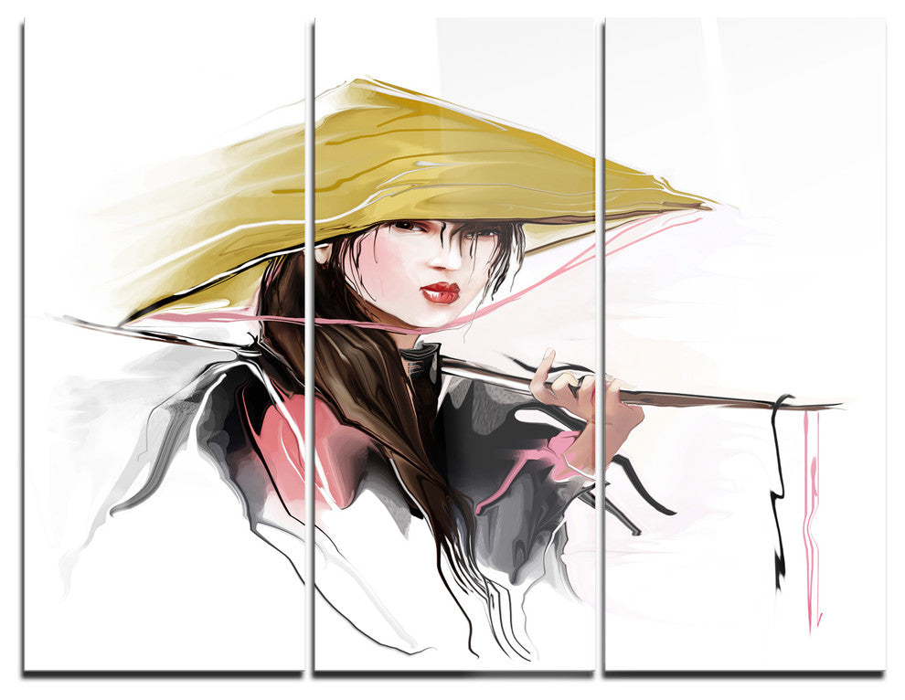 "Vietnamese Woman" Digital Metal Wall Art, 3 Panels, 36"x28"