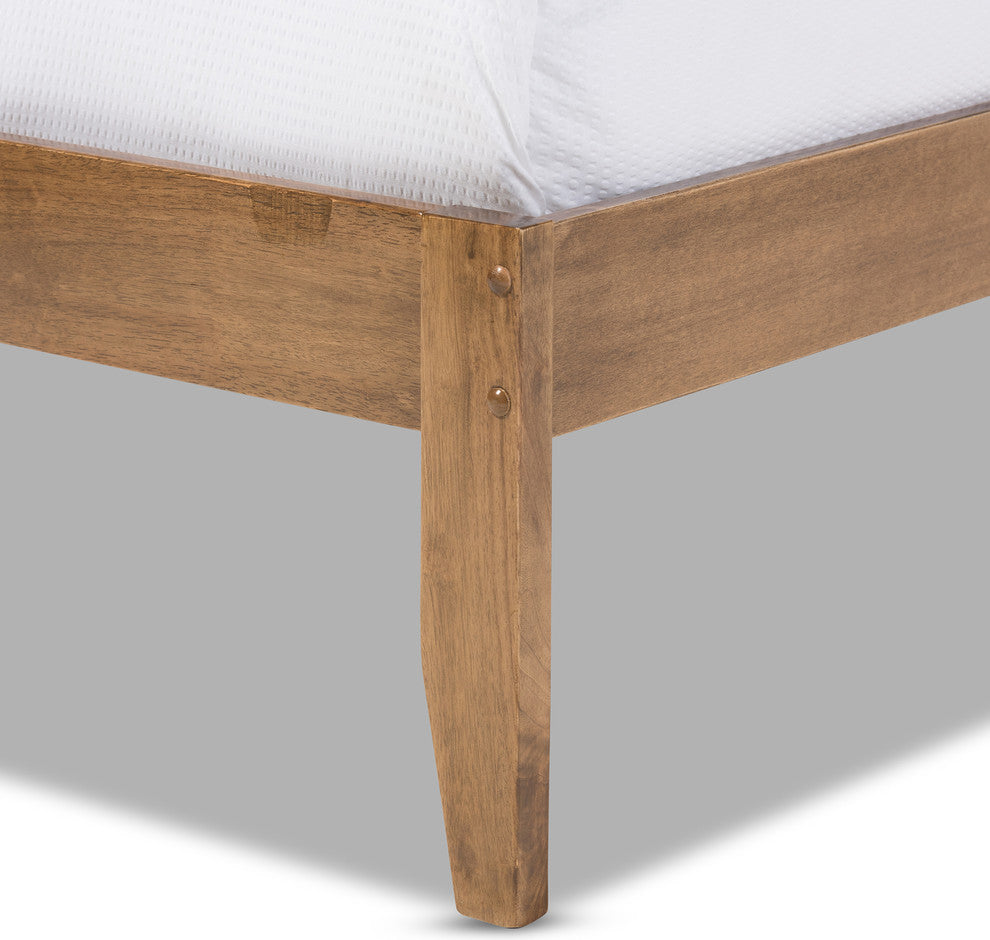 Trina Contemporary Tree Branch Inspired Walnut Wood Platform Bed, Queen