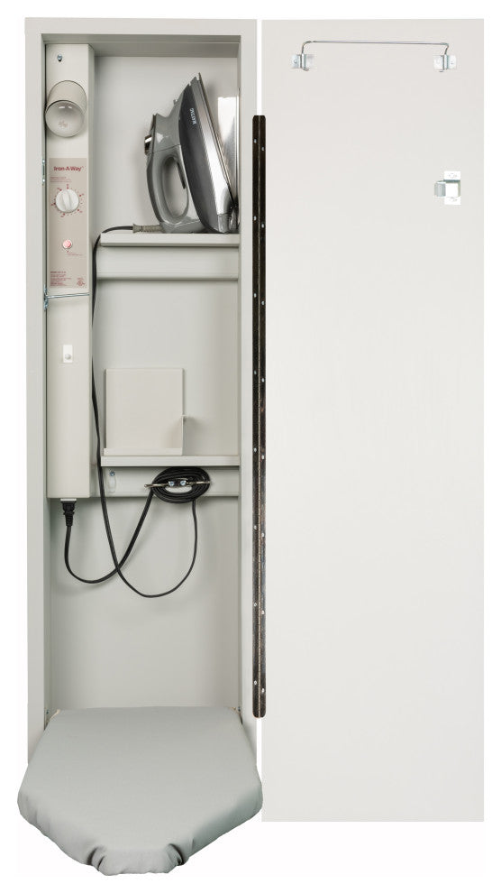 Deluxe Fixed Position Electric Ironing Center, Raised White Door