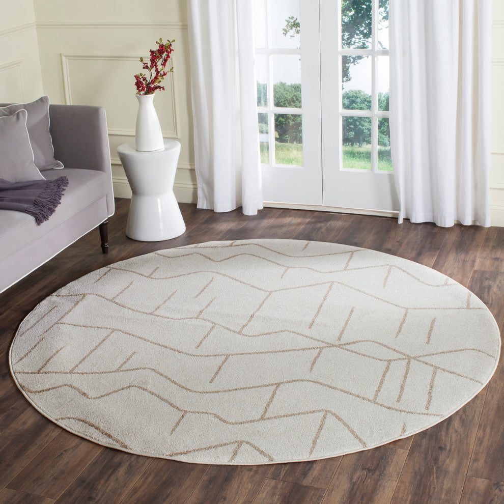Safavieh Amherst Amt429K Outdoor Rug, Ivory/Grey, 7'0" X 7'0"