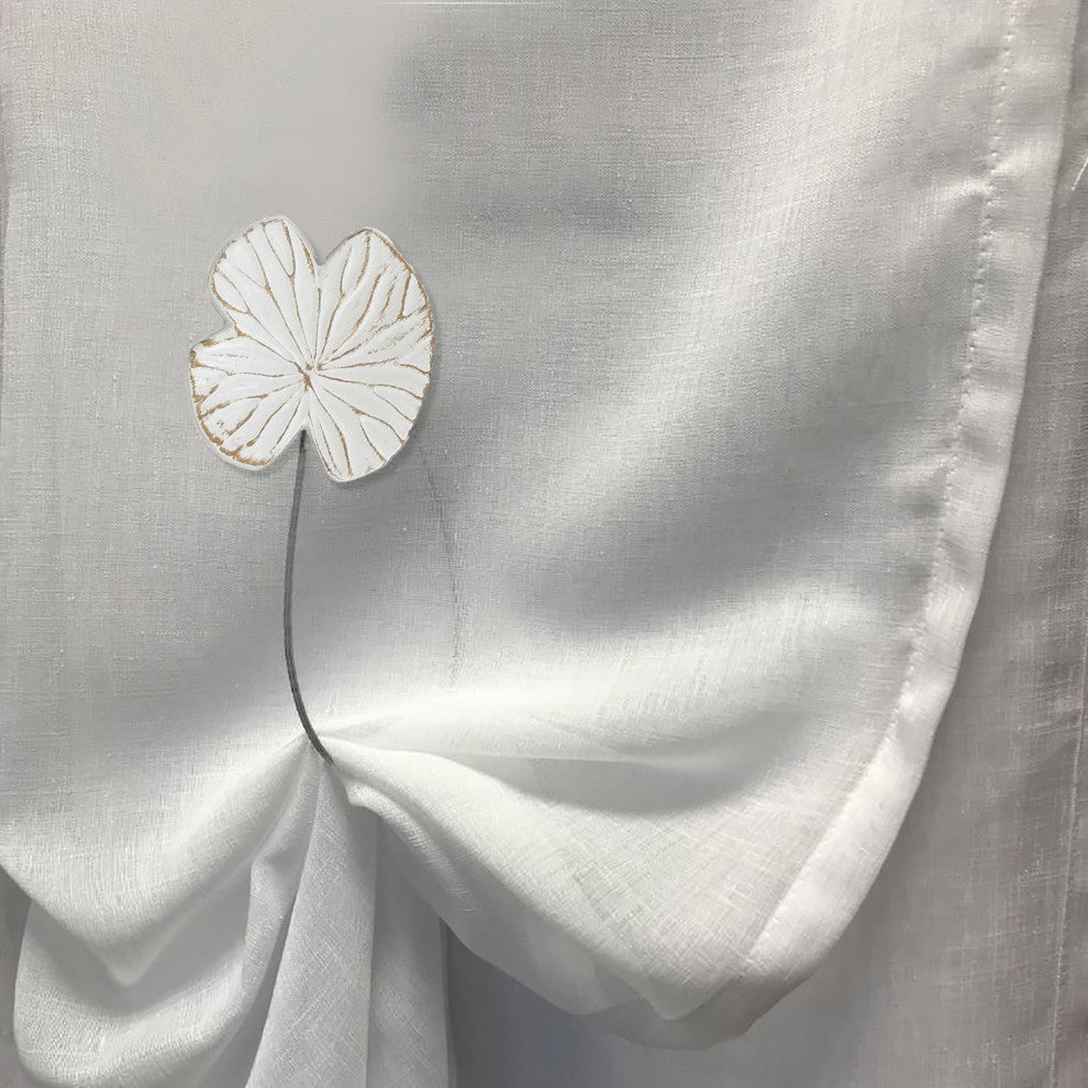 Magnetic Water Lily Curtain Tiebacks "“ Resin Floral Design, White, Pack of 1