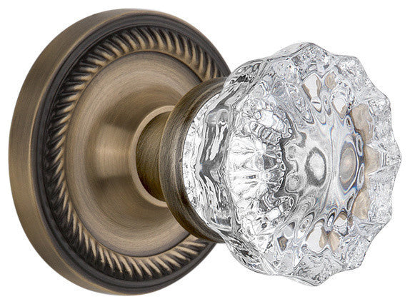 Single Rope Rosette With Crystal Knob, Oil-Rubbed Bronze, Antique Brass, Double