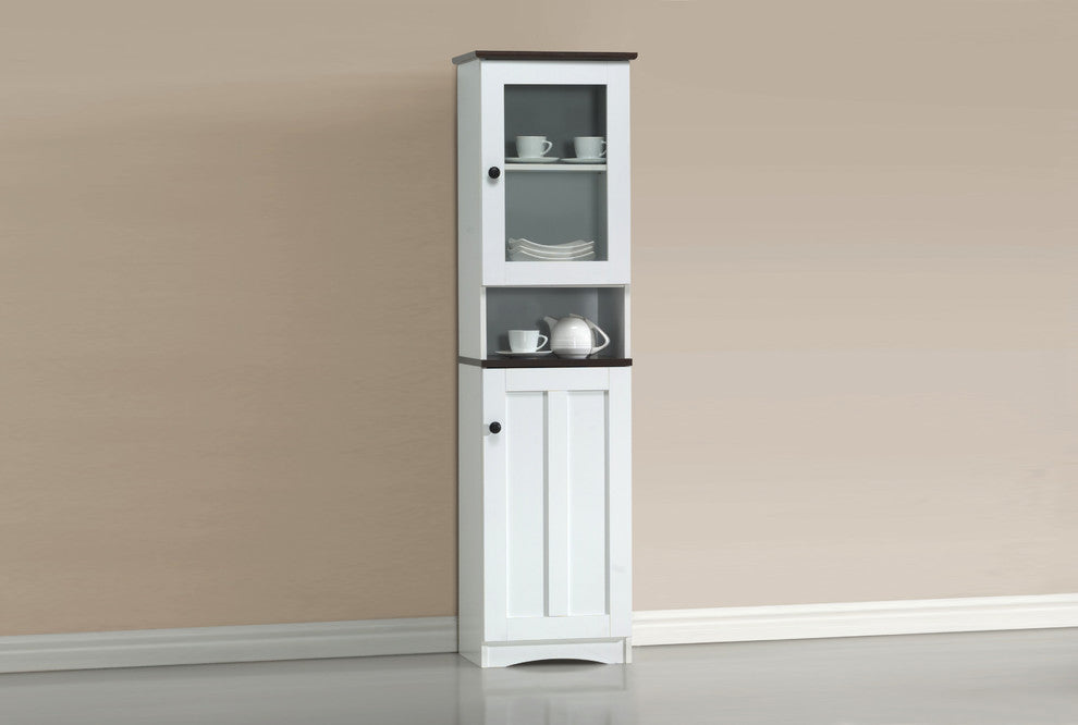 Lauren Modern Two-Tone White and Dark Brown Buffet and Hutch