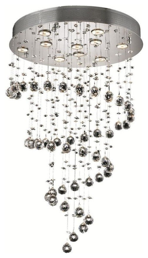 Elegant Galaxy Dining Room Light, Chrome Finish With Royal Cut Crystal